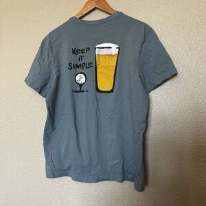 Life Is Good Men’s Medium T-shirt Golfing And Beer Golf Ball On Tee Blue
